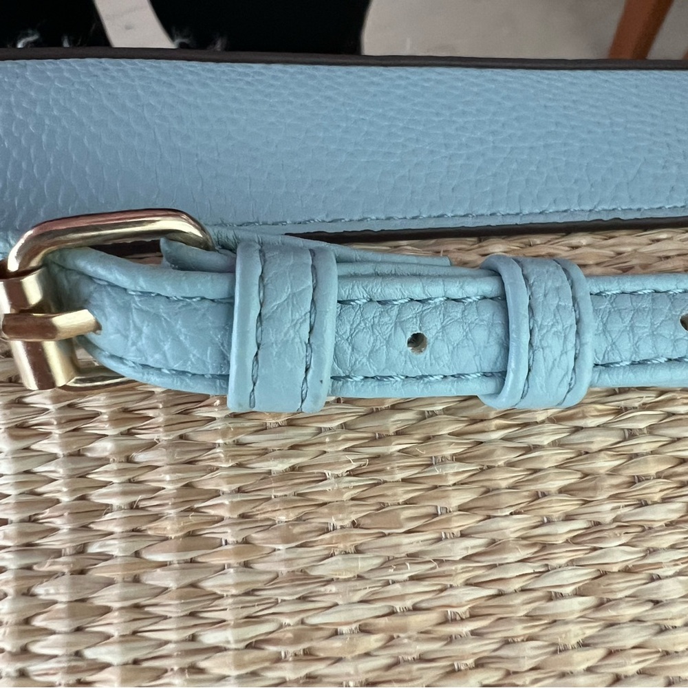 Nanette Lepore Light Blue and Natural Woven Crossbody Bag - Picture 5 of 10